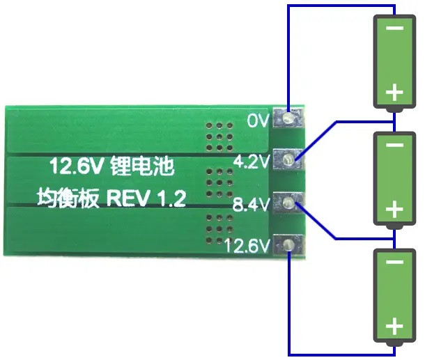 Плата балансування акумуляторів 3S Li-Ion 12.6V / 100 mA