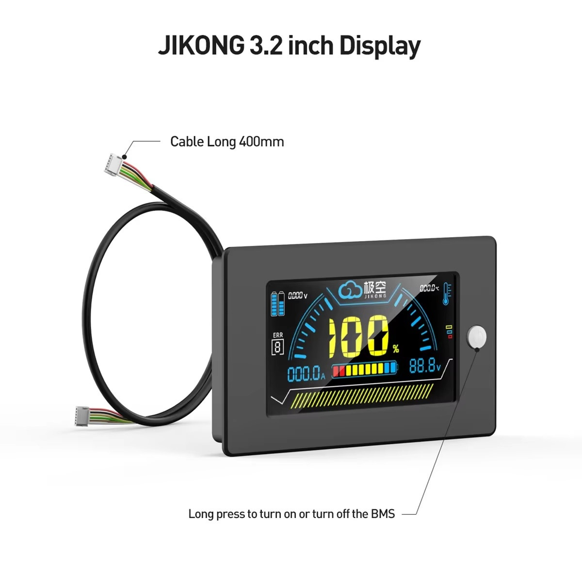 JK BMS (Jikong) LCD дисплей (LCD-3.2-RS485) 3.2″, з кнопкою активації