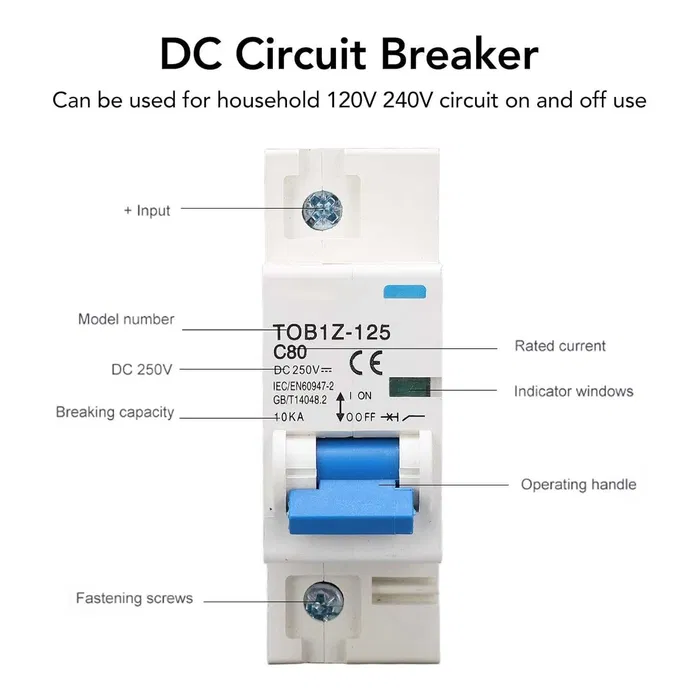 Автомат постійного струму TOMZN 80A DC 250V 1P