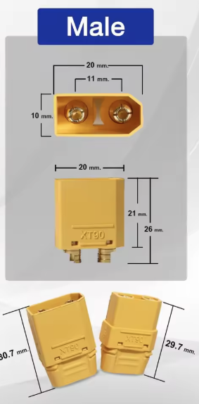 Кабель перехідник XT90 Male у крокодил 50см