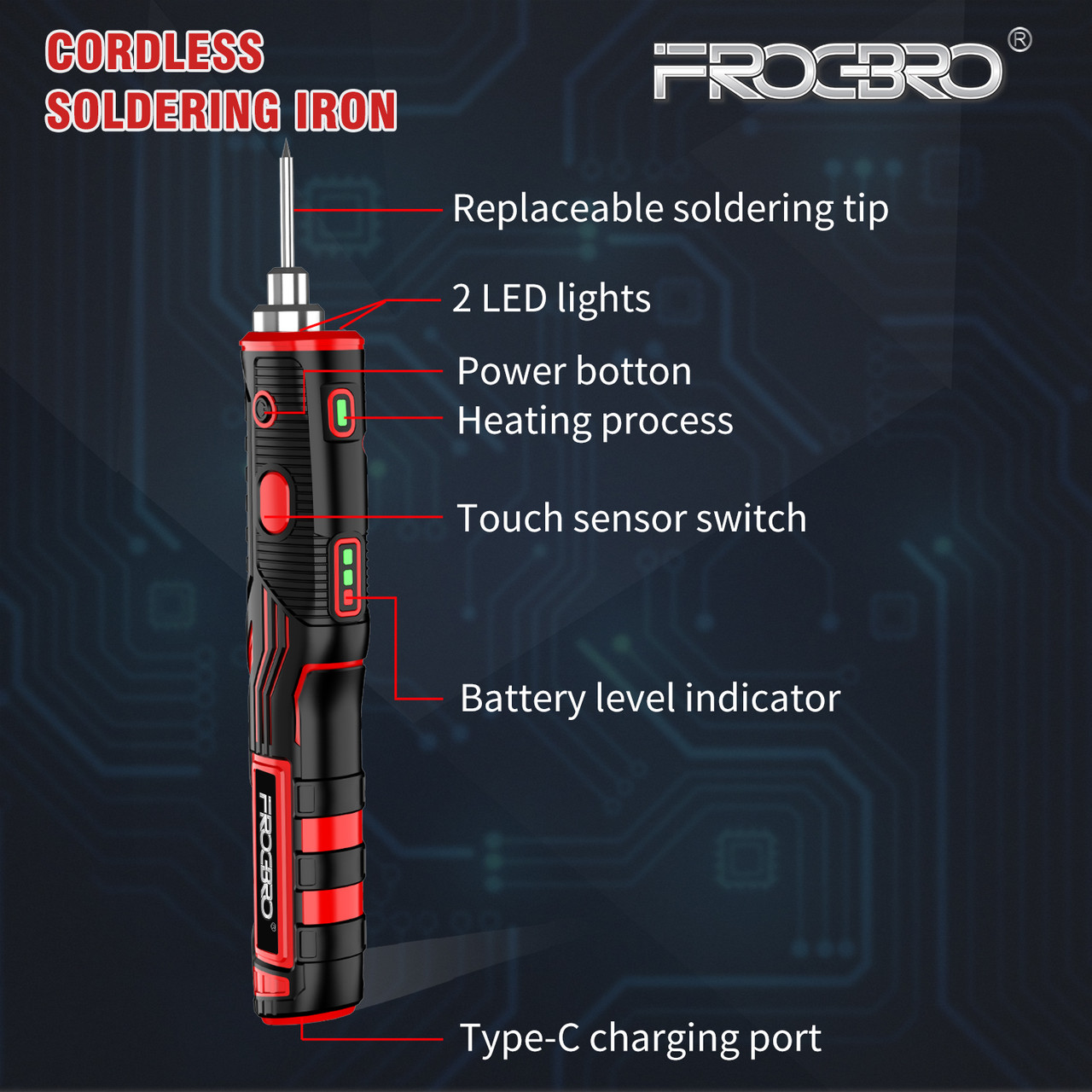 Бездротовий паяльник з акумулятором FROGBRO 8W LD006A портативний