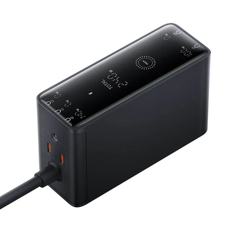 Комплект Baseus 240W Digital GaN Charger 3C+U+DC + 34PCS універсальні DC перехідники 5.5×2.1