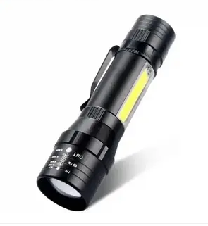 Кишеньковий ліхтар BL-525 XPE+COB з оптичним зумом, кліпса, micro-USB зарядка, акумулятор 400mAh, 100lm, чорний