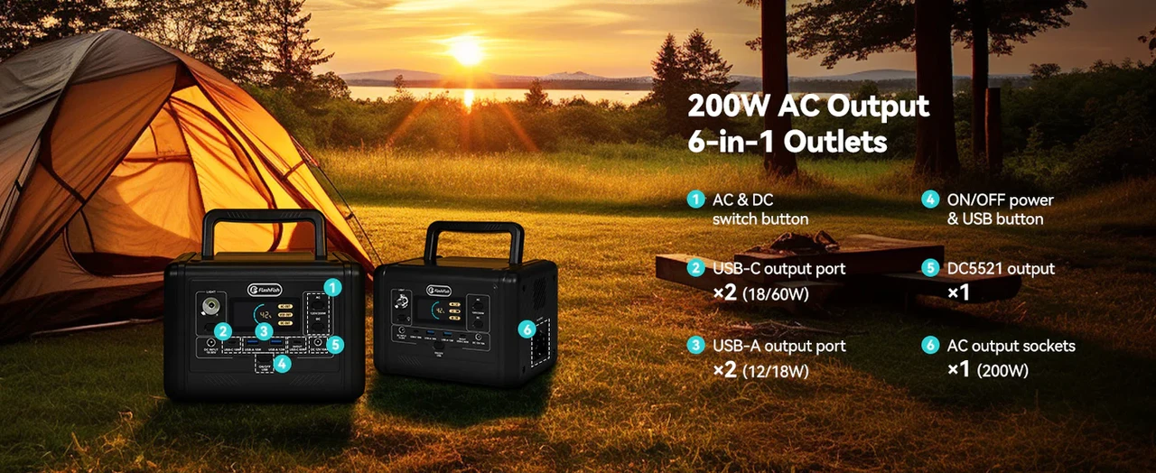 Портативна зарядна станція Flashfish BP030B | 300 Вт 230.4 Вт·год / 72000 мАч
