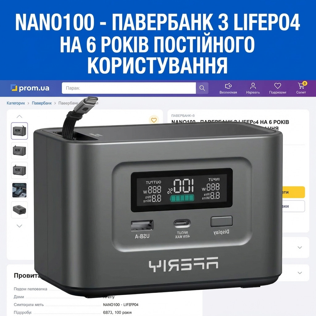Зарядна станція AFERIY Nano100 LiFePO4 31000 mAh 99.2Wh 100W