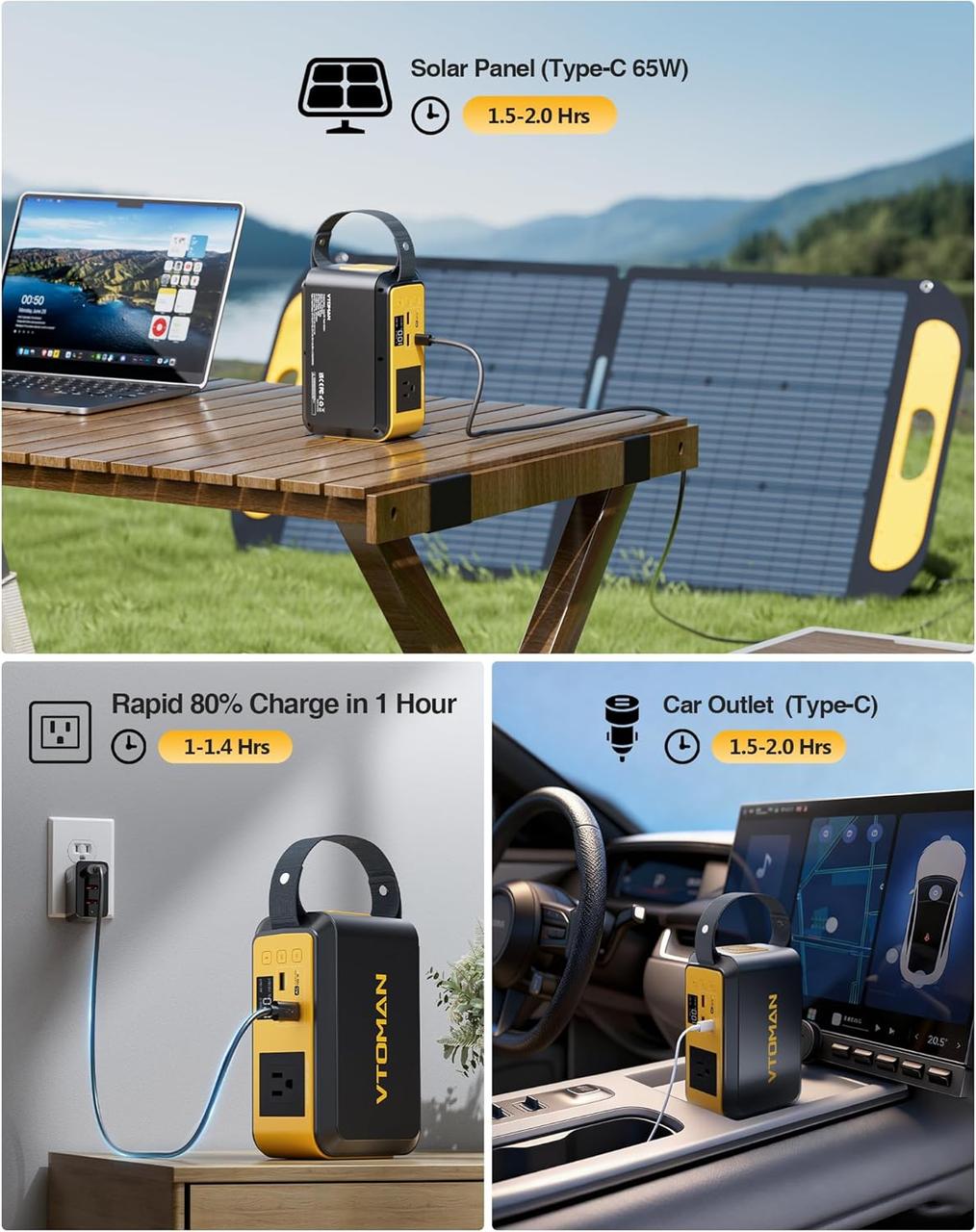Портативна електростанція VTOMAN Jump 100 — сонячний генератор 88.8 Вт·год на LiFePO4 з розеткою 220В
