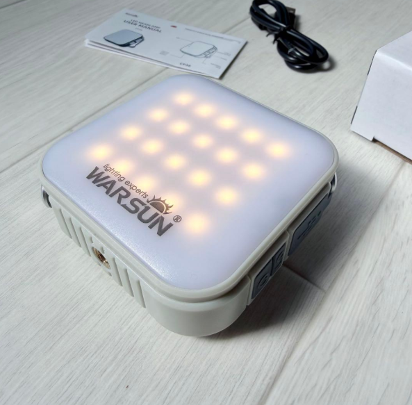 Акумуляторний кемпінговий ліхтар Warsun CP36, 10 Вт LED, 6000mAh, IPX5, Type-C, 2700K-6500K, сірий