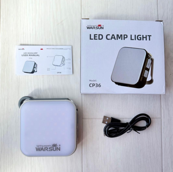 Акумуляторний кемпінговий ліхтар Warsun CP36, 10 Вт LED, 6000mAh, IPX5, Type-C, 2700K-6500K, сірий