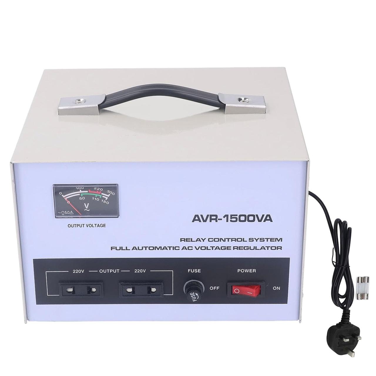 Стабілізатор напруги AVR-1500VA 150-260V 1500 Вт, однофазний релейний автоматичний 220В