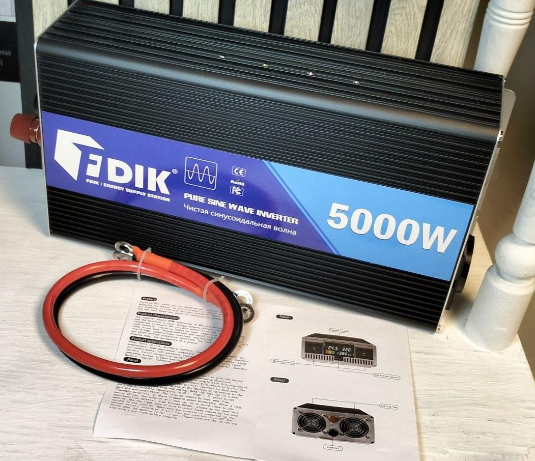 Інвертор FDIK A10 чиста синусоїда 5000W/2200W, 12V→220V, дисплей, CE