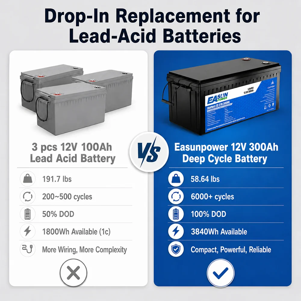 Акумулятор LiFePO4 12V 300Ah Easun Power 3840Wh BMS 200A для інвертора та сонячної станції