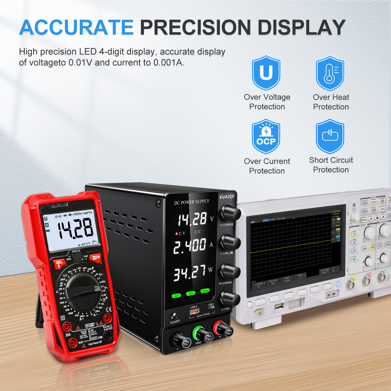 Лабораторний блок живлення KUAIQU SPS-C3010S 0–30 В 0–10 А 300 Вт із захистом OCP/OVP